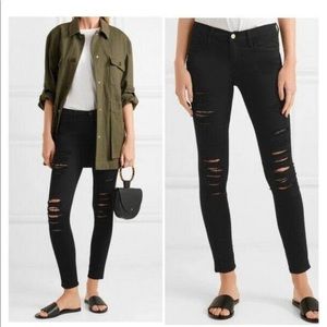 Frame Le Skinny de Jeanne ripped jean blk
